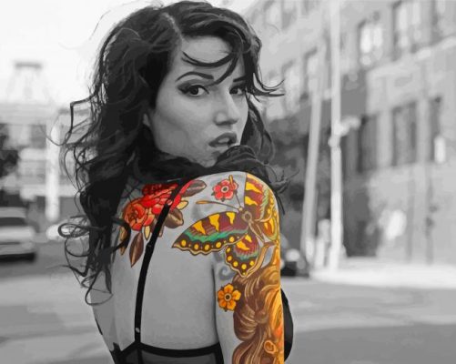 Monochrome Tattooed Woman Paint By Number