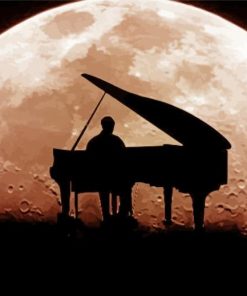 Moon Piano Silhouette Paint By Numbers