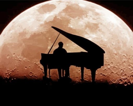 Moon Piano Silhouette Paint By Numbers