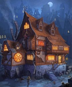 Old Wooden Medieval Inn Paint By Numbers