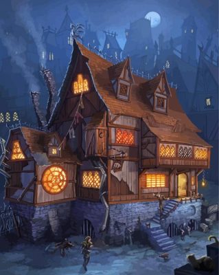 Old Wooden Medieval Inn Paint By Numbers