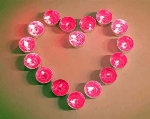 Pink Tea Light Heart Paint By Numbers