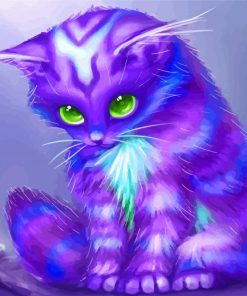 Purple Cat Illustration Paint By Numbers