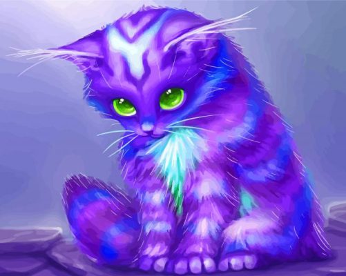 Purple Cat Illustration Paint By Numbers