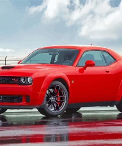 Red Dodge Challenger Scat Paint By Numbers