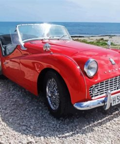 Red Triumph TR3A Car Paint By Numbers