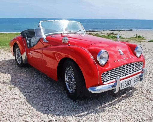 Red Triumph TR3A Car Paint By Numbers