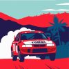 Red Uk Rally Car Paint By Numbers