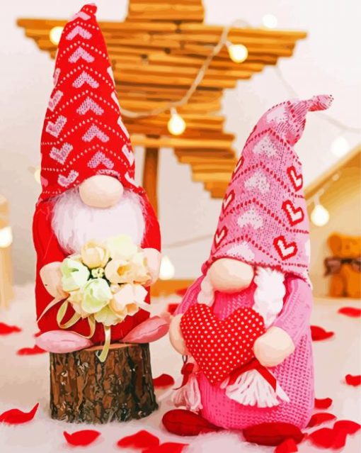 Romantic Gnomes Valentine Paint By Numbers