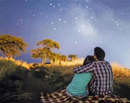 Romantic Couple Under The Stars Paint By Numbers