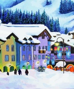 Snowy Alpine Village Paint By Numbers