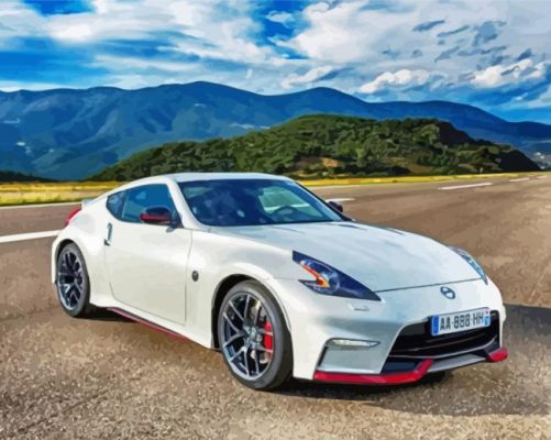 White Nissan 370 Z Paint By Numbers