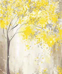 Yellow And Gray Tree Paint By Numbers