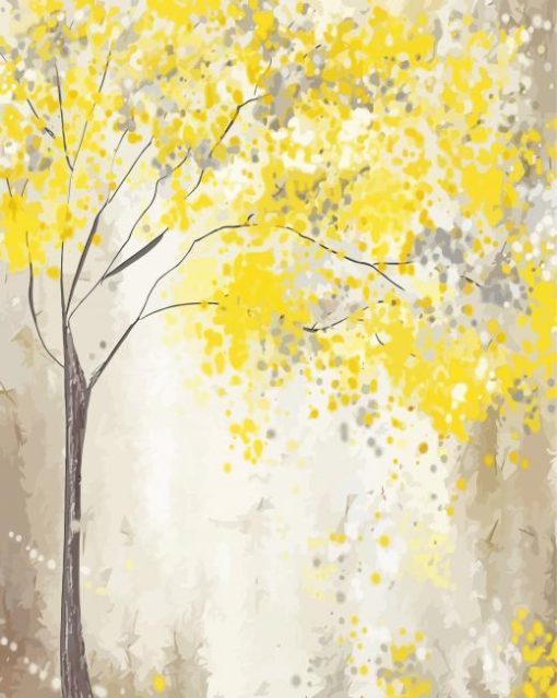 Yellow And Gray Tree Paint By Numbers