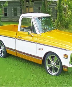 Yellow And White Classic Chevy Truck Paint By Numbers