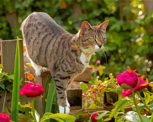 Aesthetic Cat And Flowers Paint By Numbers