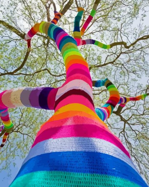 Art Knitting Tree Paint By Numbers