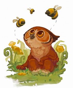 Baby Owl Bear And Bees Paint By Numbers