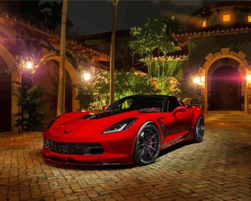 Black And Red C7 Corvette Paint By Numbers