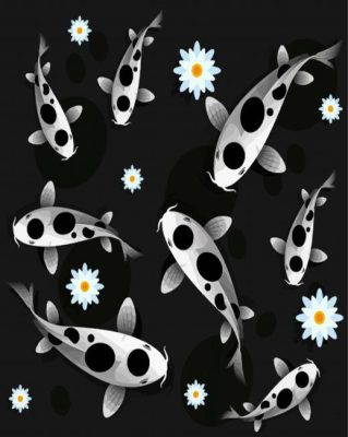 Black And White Koi Fish Art Paint By Numbers