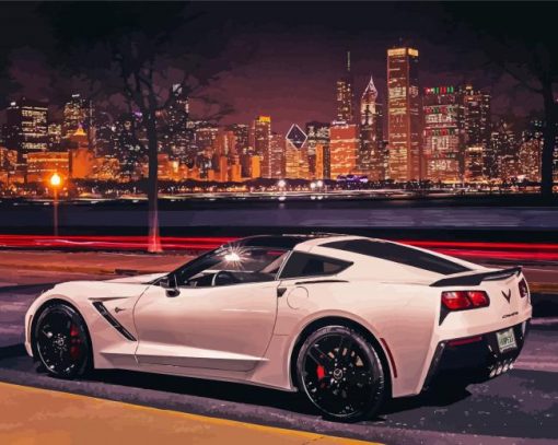 C7 Corvette With City View Paint By Numbers