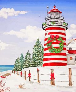 Christmas Lighthouse Paint By Numbers