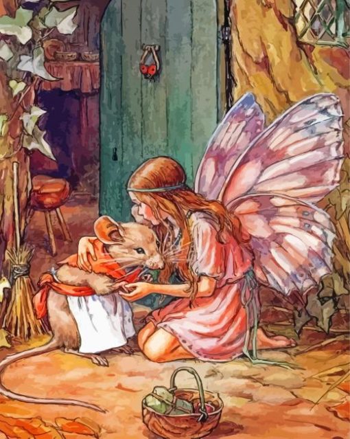 Cicely Mary Barker Fairy Visiting Mouse Paint By Numbers