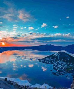 Crater Lake At Sunset Paint By Numbers