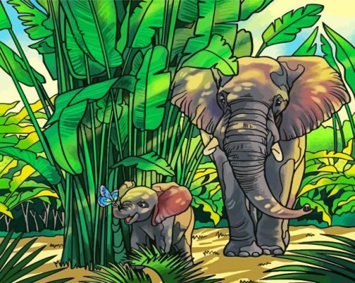 Elephants In The Jungle Paint By Numbers