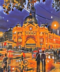 Flinders Street Railway Station Abstract Paint By Numbers