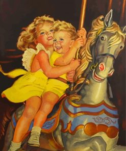 Frances Tipton Hunter Children On Carousel Paint By Numbers