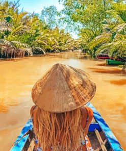 Girl In Mekong Delta River Paint By Numbers