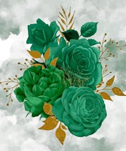 Green Gold Roses Paint By Numbers