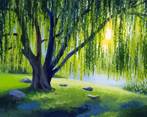 Green Willow Tree Paint By Numbers