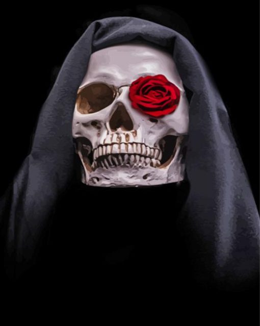 Grim Reaper Skull And Rose Paint By Numbers