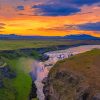 Gullfoss Falls At Sunset Paint By Numbers