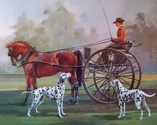 Horse Sleigh With Dogs Paint By Numbers