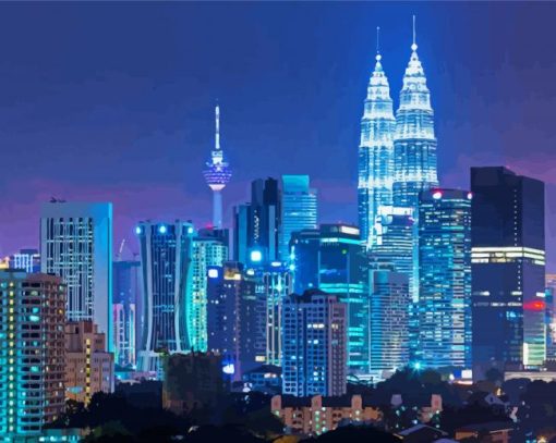 Kuala Lumpur At Night Paint By Numbers