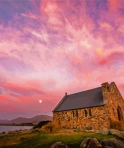 Lake Tekapo Church At Sunset Paint By Numbers