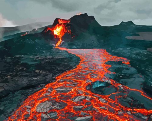 Lava Volcano Paint By Numbers