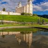 Manti Utah Temple Fountain Reflection Paint By Numbers