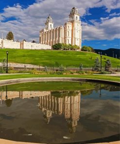 Manti Utah Temple Fountain Reflection Paint By Numbers