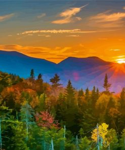 New Hampshire Mountains At Sunset Paint By Numbers