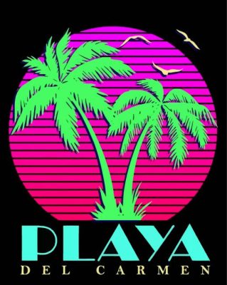 Playa Del Carmen Poster Illustration Art Paint By Numbers