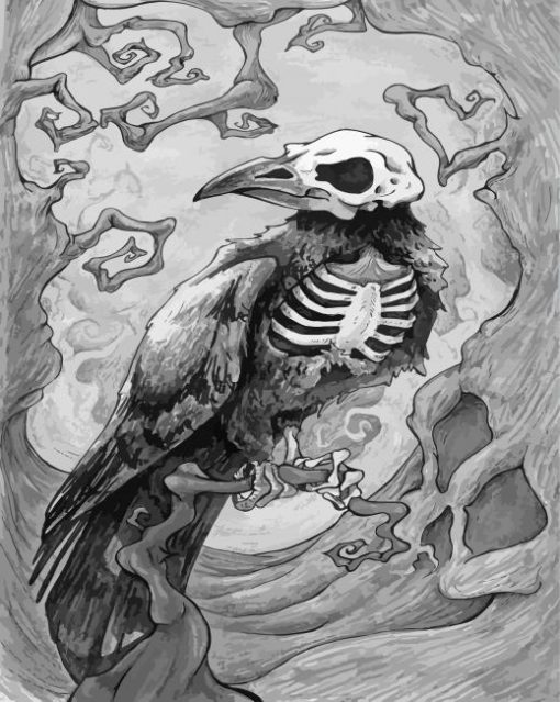 Raven Skull Paint By Numbers