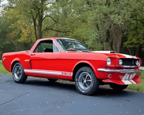 Red 66 Ford Mustang Paint By Numbers