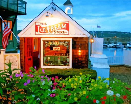 Rockport Massachusetts Ice Cream Store Paint By Numbers