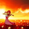 Sunset Anime Girl Playing Violin Paint By Numbers