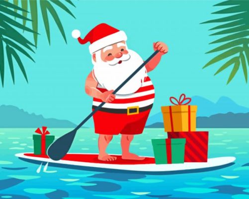 Surfing Santa Paint By Numbers