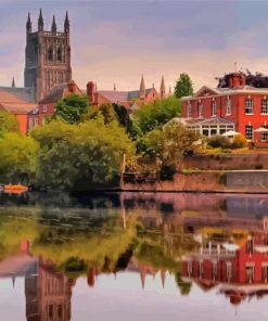 Worcester Buildings By The River Paint By Numbers